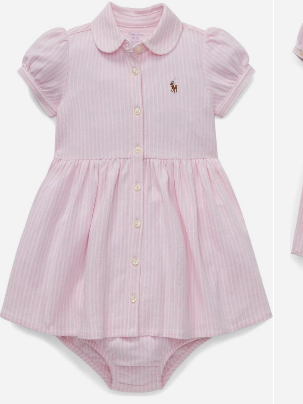 Ralph Lauren Pink Oxford Striped Baby Dress & Bloomers